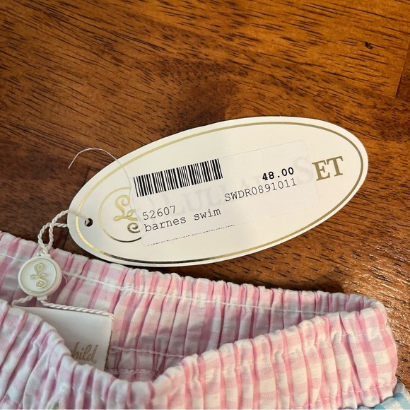 NWT lullaby set pink blue seersucker swim trunks boys size 2T 100% cotton - Picture 2 of 6